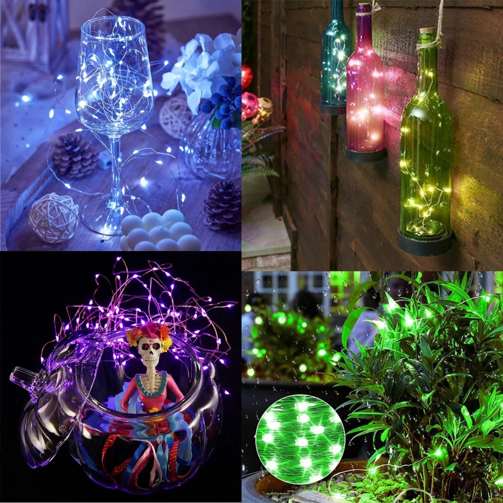 20Pcs Battery Operated Copper Wire LED String Lights 200cm/78Inch/20LED 3Modes Mini Firefly Fairy Lights Warm/Multi/Red/Green/Blue/Pink/ Purple/White Perfect for BOBO balloon, birthday room, camping, flower, party, wedding, Christmas