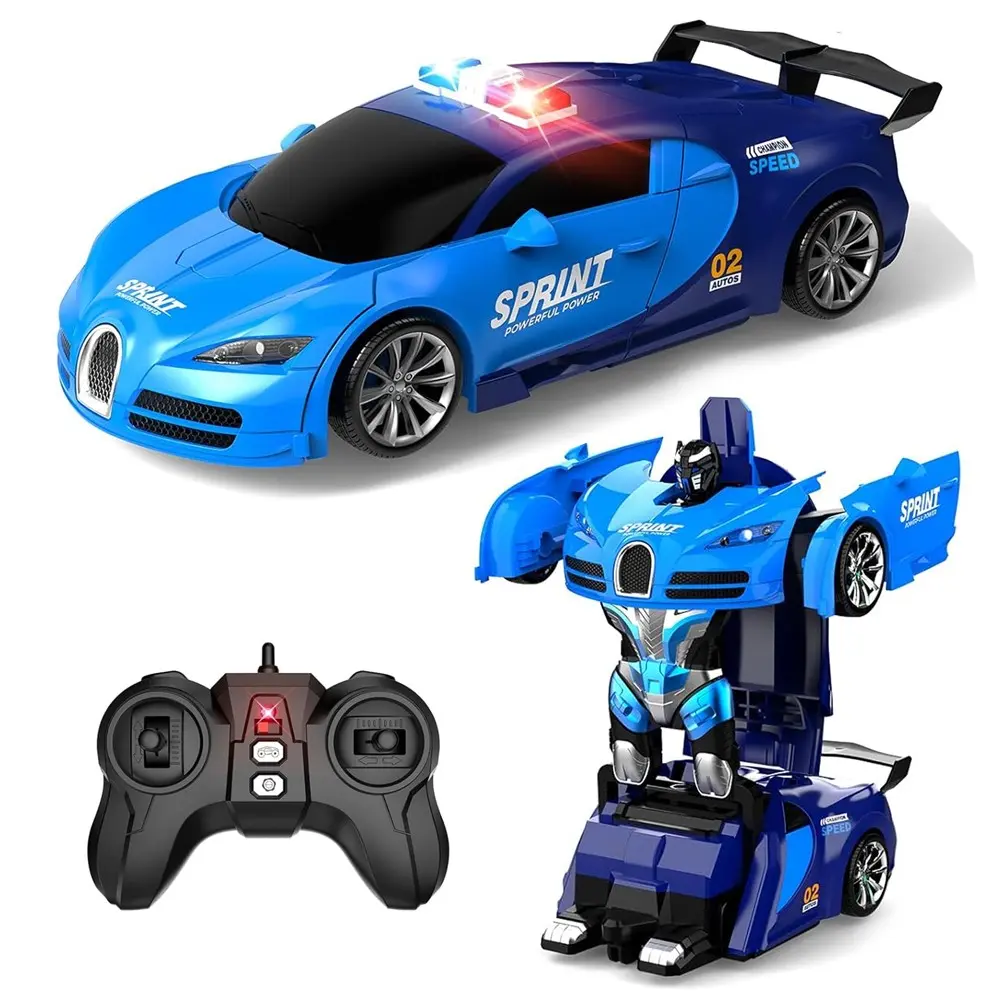 Transformable Remote Control Car Toy, Smooth Transformation, 360 Degree Rotation, LED Lights, 2.4GHz, Unisex, Ages 3-12, Christmas Gift