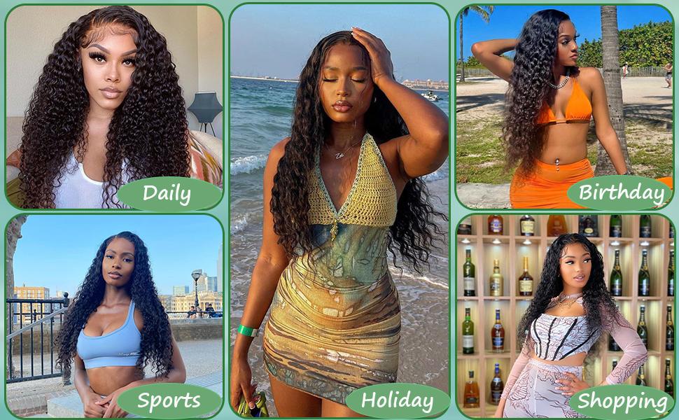 【MiuulaarHair】Wear and Go Glueless Kinky Curly 100% Human Hair wig  4X4 Pre Cut Lace Closure Pre Bleached knots Pre Plucked Natural Hairline  200 Density Natural Black Color Human Hair Wig For Black Women