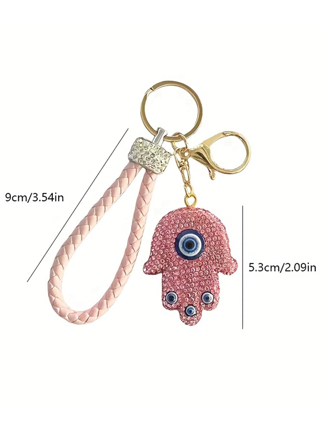 Fashion Devil Eye Palm Keychain, Creative Blue Eyes Bag Charm, Elegant Braided Car Key Ring, Gift for All Seasons