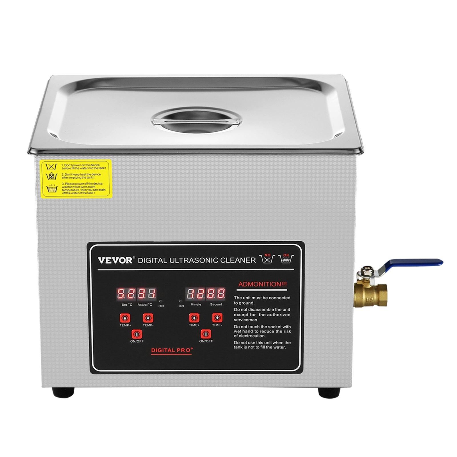 fathersdaygift VEVOR Ultrasonic Cleaner with Digital Timer Heater, Professional Ultra Sonic Jewelry Cleaner, Stainless Steel Heated Cleaning Machine for Glasses Watch Rings Small Parts Circuit Board (10L)