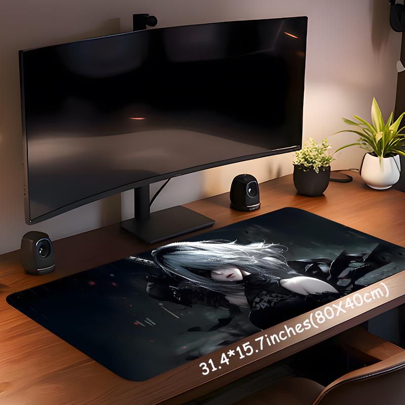 Cool Anime Girl Pattern Mouse Pad, Rectangle Gaming Mouse Pad, Non-slip Mousepad, Office Desk Keyboard Mouse Mat for Home Office Game Room Desk