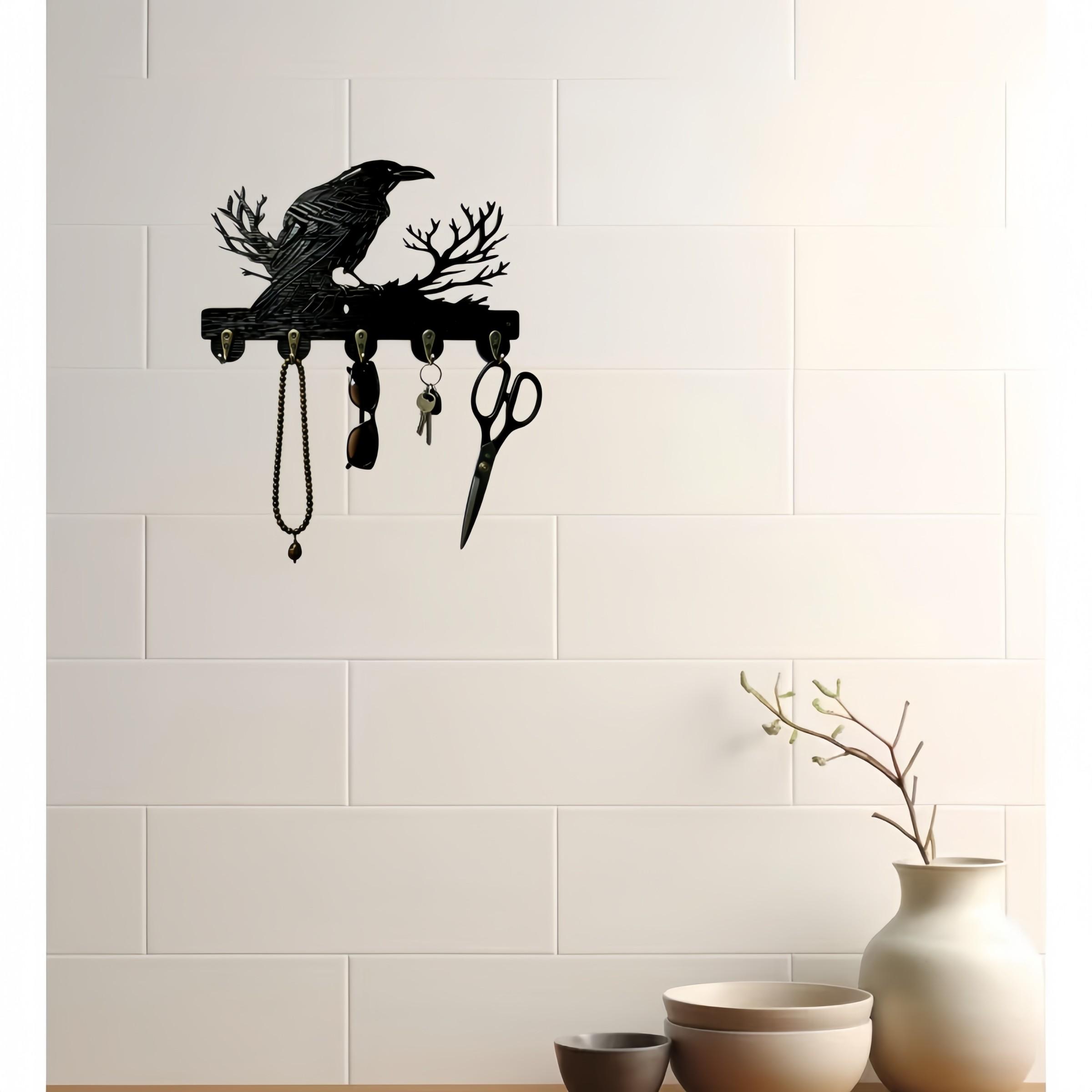 Creative Raven Theme Wall Hook, Perfect for Vintage and Industrial Styles, Hang Hats, Keys, Scarves, Bags, Masks, Organize Home Spaces