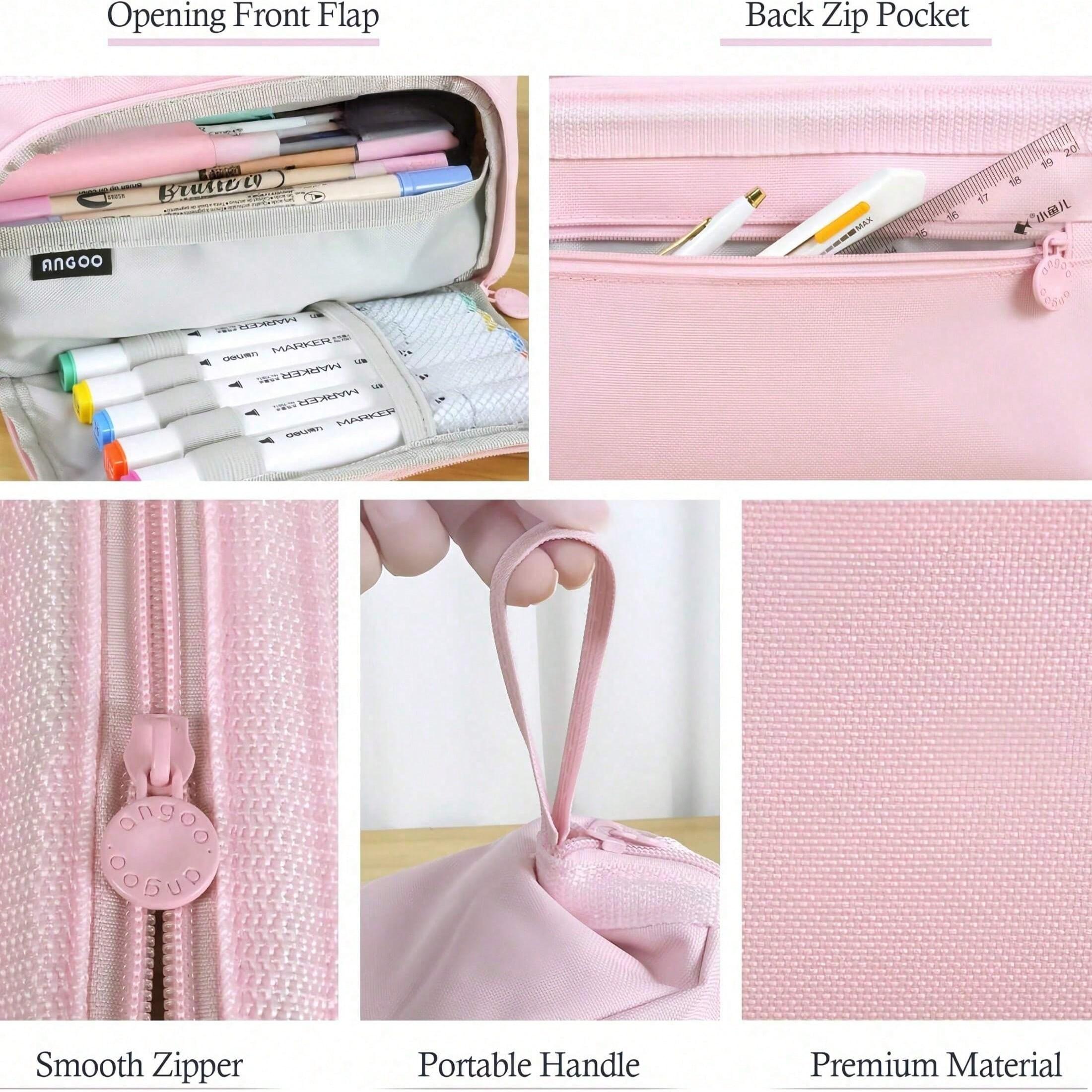 56 Pcs Aesthetic School Supplies, Cute Pencil Case, 12 Pastel Highlighters, 7 Ink Gel Pens, 6 Mechanical Pencils 0.5mm, Office & College Essentials