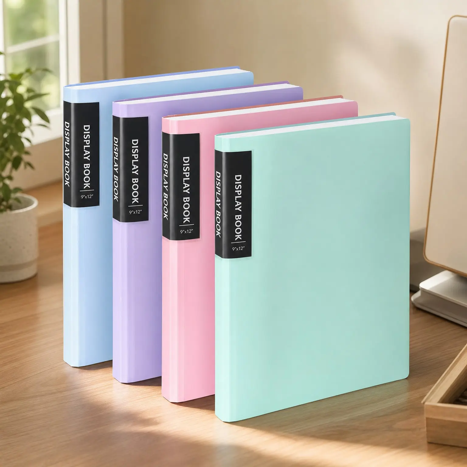 4 Pack 9x12 Art Portfolios, 40 Pockets, 80 Pages Heavy Duty Presentation Book with Clear Sheet Protectors, Large Artwork Document Organizer BinderGift