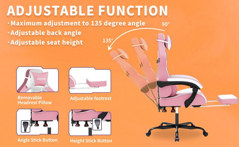SUIKDA Gaming chair for home use, reclining office chair, student dormitory gaming chair, comfortable chair for long periods of sitting, height-adjustable office chair