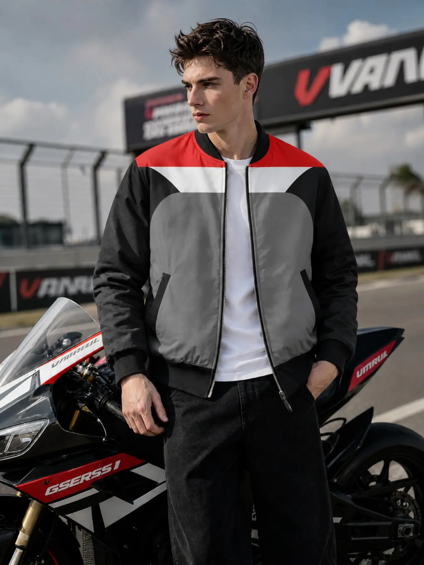 Men's Color Block Patchwork Bomber Jacket, Street Style Long Sleeve Outerwear, Casual All over Print Top, Slim-Fitting Unlined, Fashion Jacket