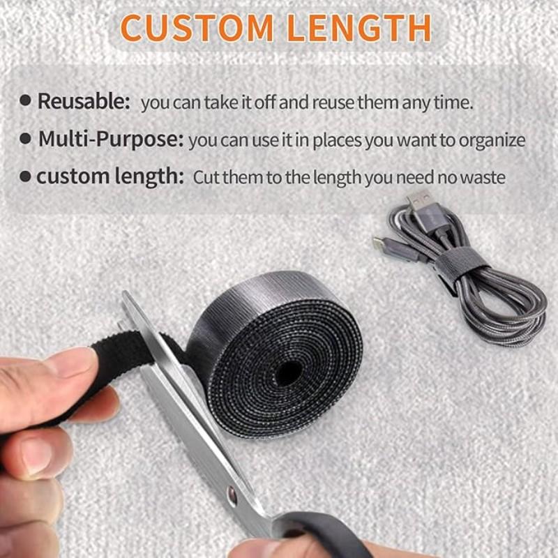 Reusable Multi-Color Velcro Strips, 3m/11.8ft Dual-Sided Adhesive Tape, 0.31 Inch Wide Nylon Cable Organizer