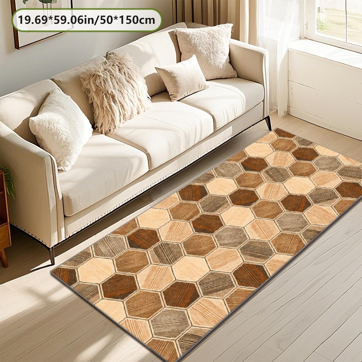 Velvet Soft Striped Rug, Modern Print Long Runner Carpet, Living Room Corridor Bedroom Mat, Multiple Sizes Available