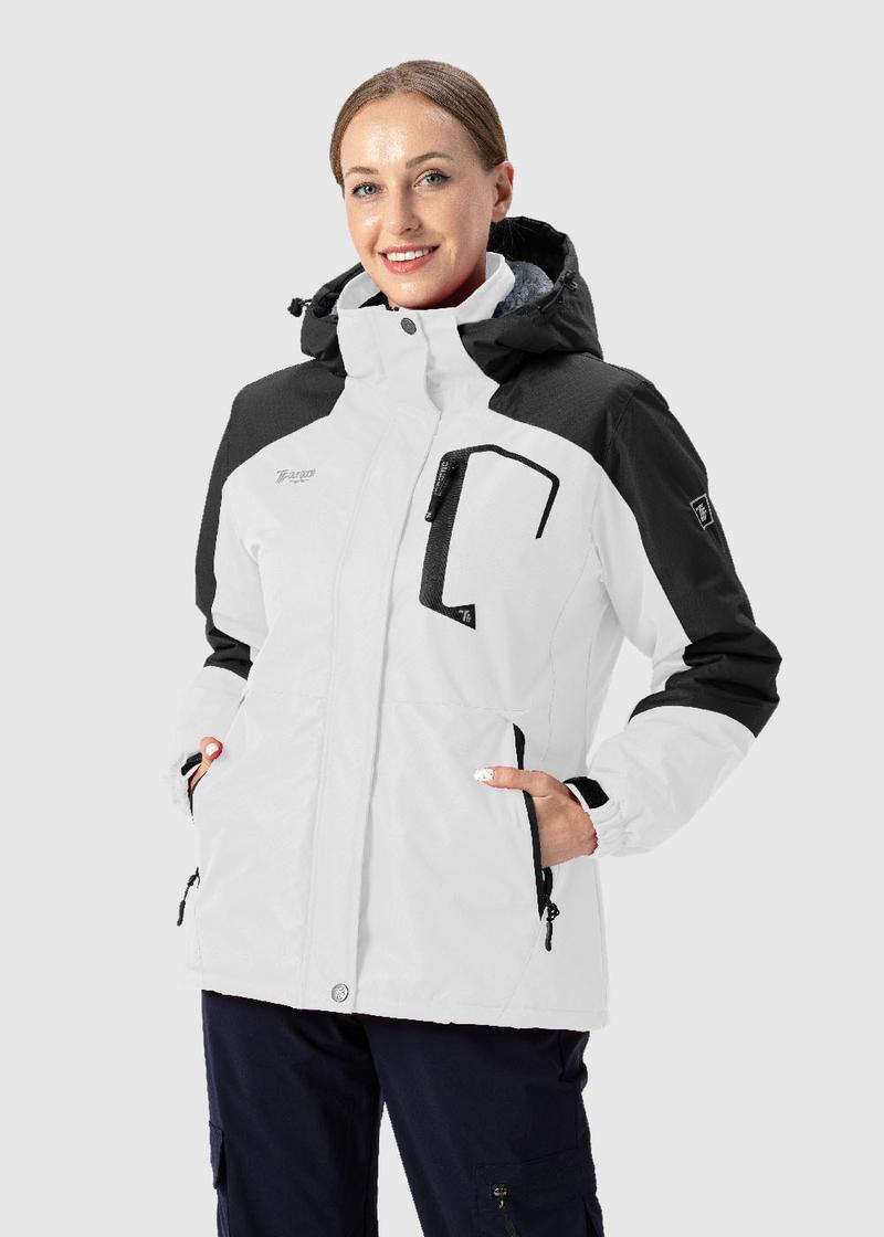 TBMPOY Women's Waterproof Ski Jacket Warm Winter Snow Coat Mountain Windbreaker Hooded Raincoat Jacket