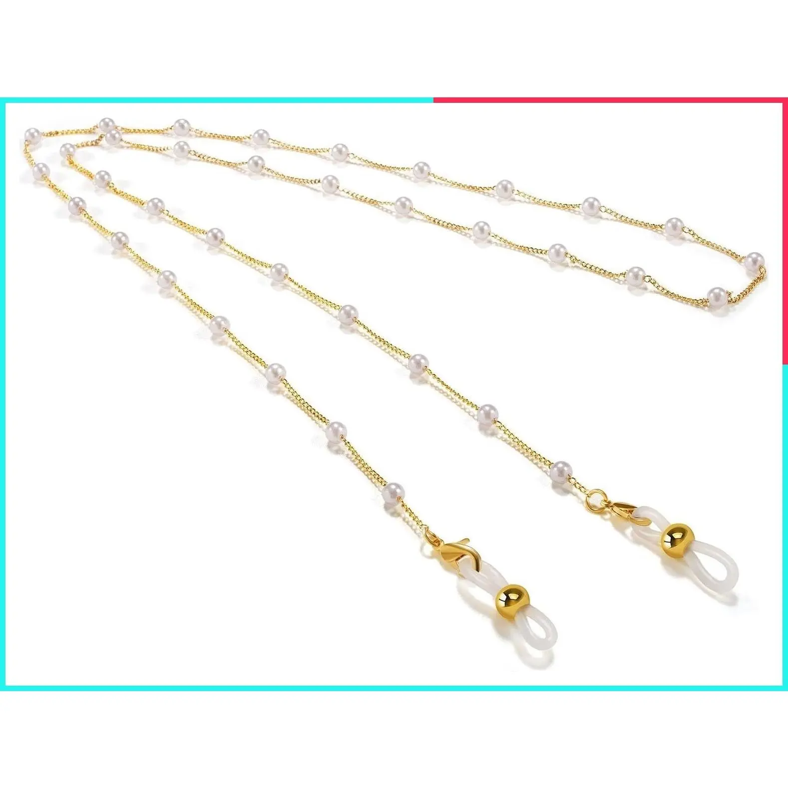 18K Gold Plated Pearl Eyeglass Chain for Women Sunglasses Eyewear Strap Holder