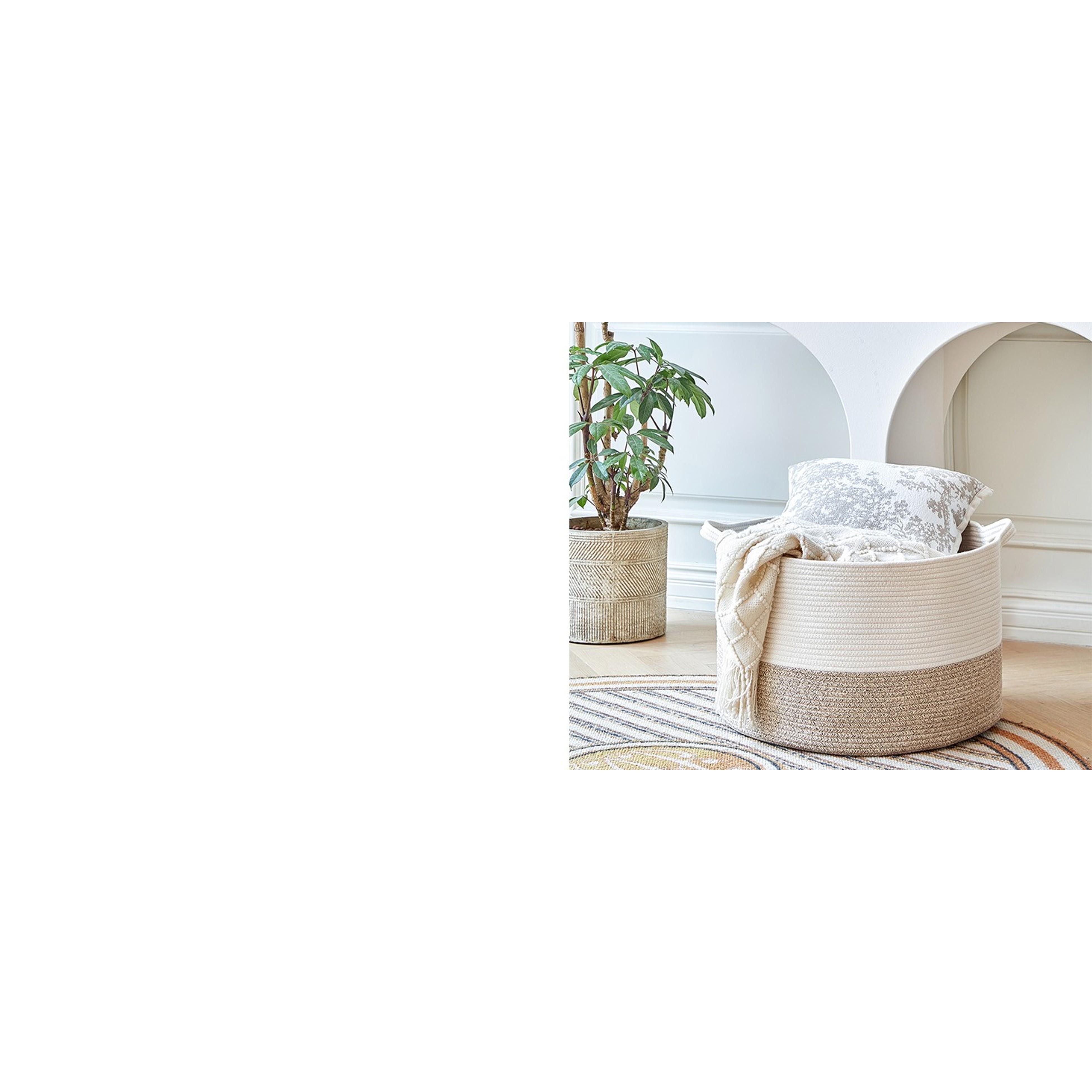 Extra Large Cotton Rope Basket 22" x 14" - Toy Basket for Kids -Blanket Basket for Living Room - Woven Baskets for Storage