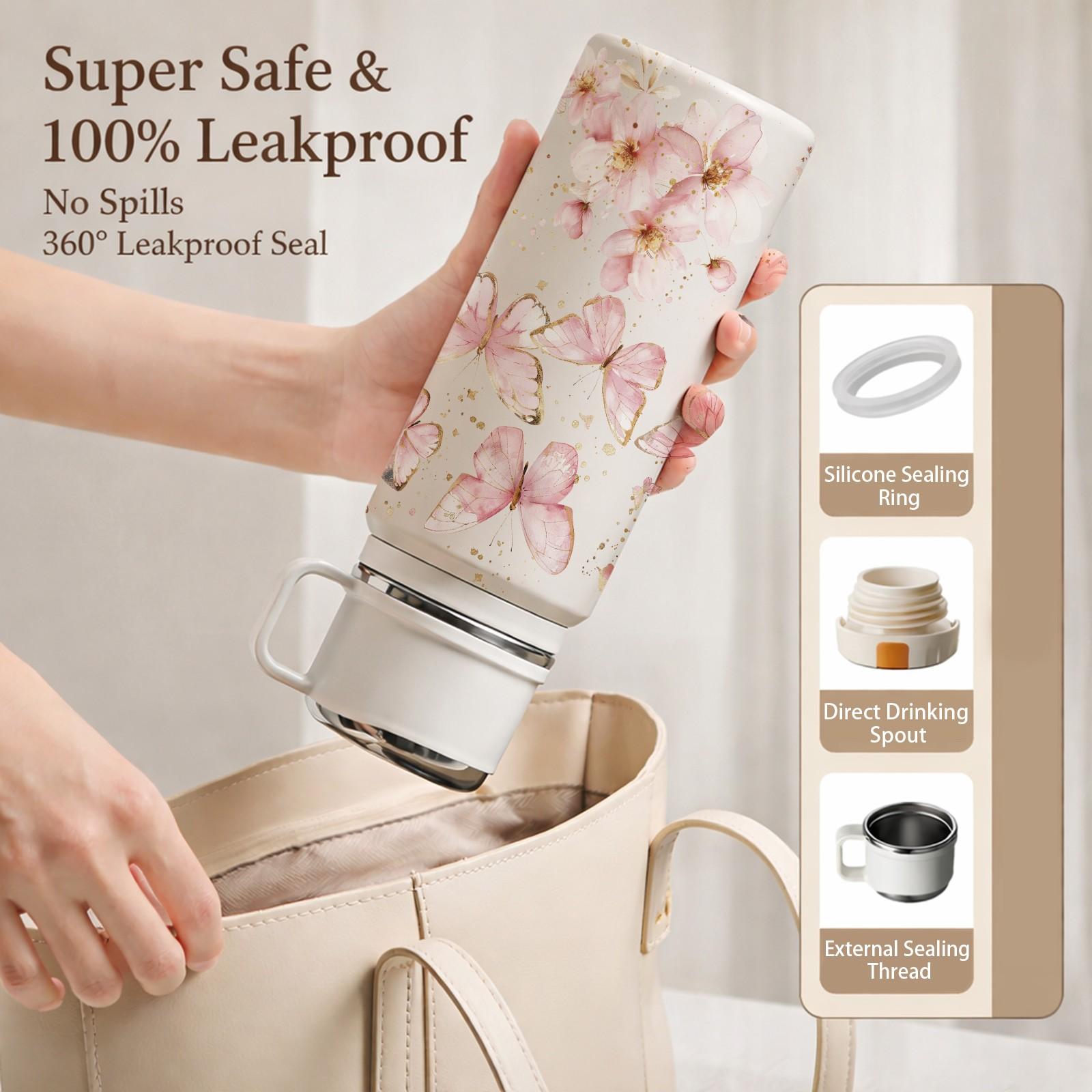 1 Pc Thermal Cup, 600ml Insulated Mug, Double Wall Vacuum Mug, Leak Proof Skinny Tumbler With Handle And Strap, 24 Hours Hot 48 Hours Cold, Portable Travel Mug For Coffee Tea Juice, Gift For Women Men Holiday Daily Use