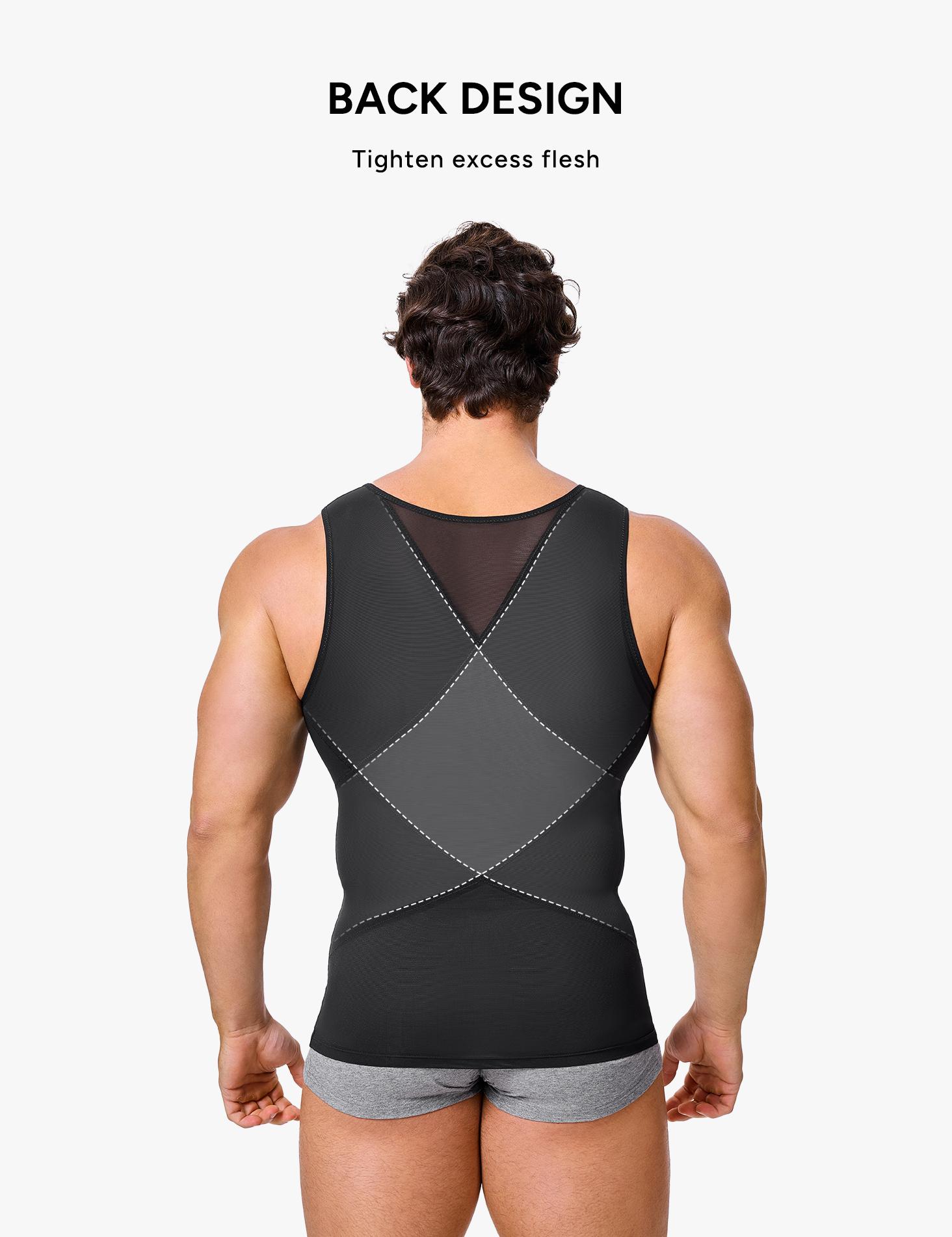 Nebility Men's Compression Shirt for Body Shaper Slimming Menswear Breathable Shapewear Top Shapewear Compression Shapewear Tops Waist Trainer Vest Shapewear Tops
