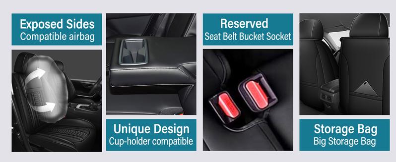 Leatherette Seat Covers for Toyota RAV4 2013-2026 Full Set | 5-Seat Outdoor Ready | Stain-Resistant Breathable | Airbag Compatible Non-Slip Durable Protector