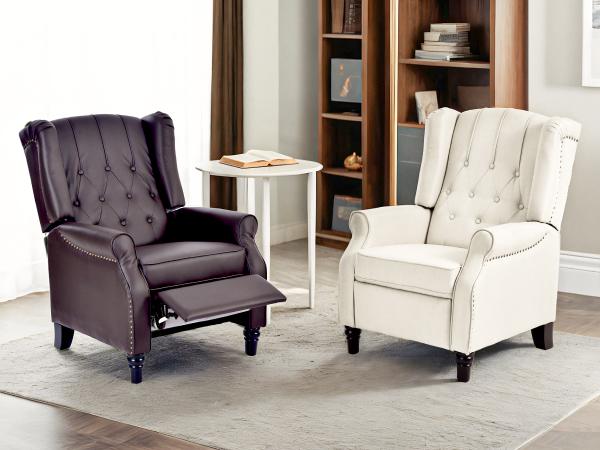 【Valentine Day Sale】Recliner Chair PU Leather Wingback Armchair, Push Back Recliner for Small Spaces, Tufted Back Accent Chair with Rivet Trim, Mid Century Single Sofa for Living Room Bedroom Study Lounge Furniture 【Valentine Day Sale】Recliner Chair PU Leather Wingback Armchair, Push Back Recliner for Small Spaces, Tufted Back Accent Chair with Rivet Trim, Mid Century Single Sofa for Living Room Bedroom Study Lounge Furniture