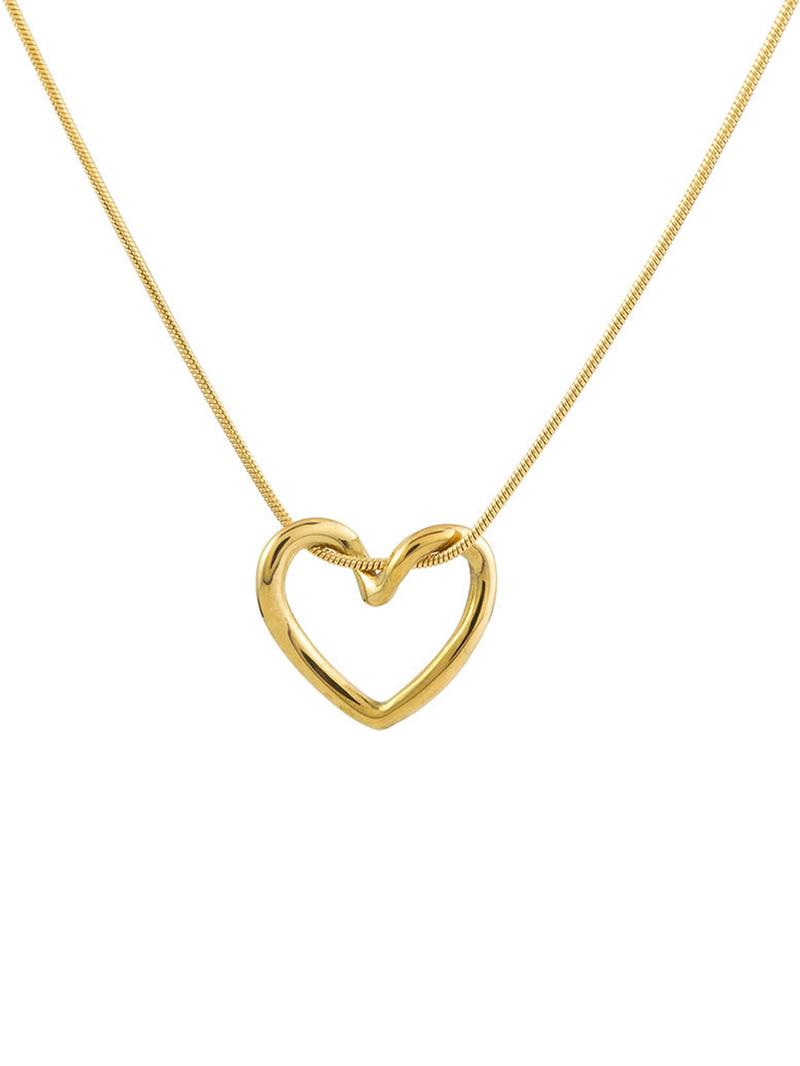Women's Stainless Steel Heart Pendant Necklace, Love Heart Necklace, Simple Vintage Design, Fashionable Daily Wear Jewelry for Women