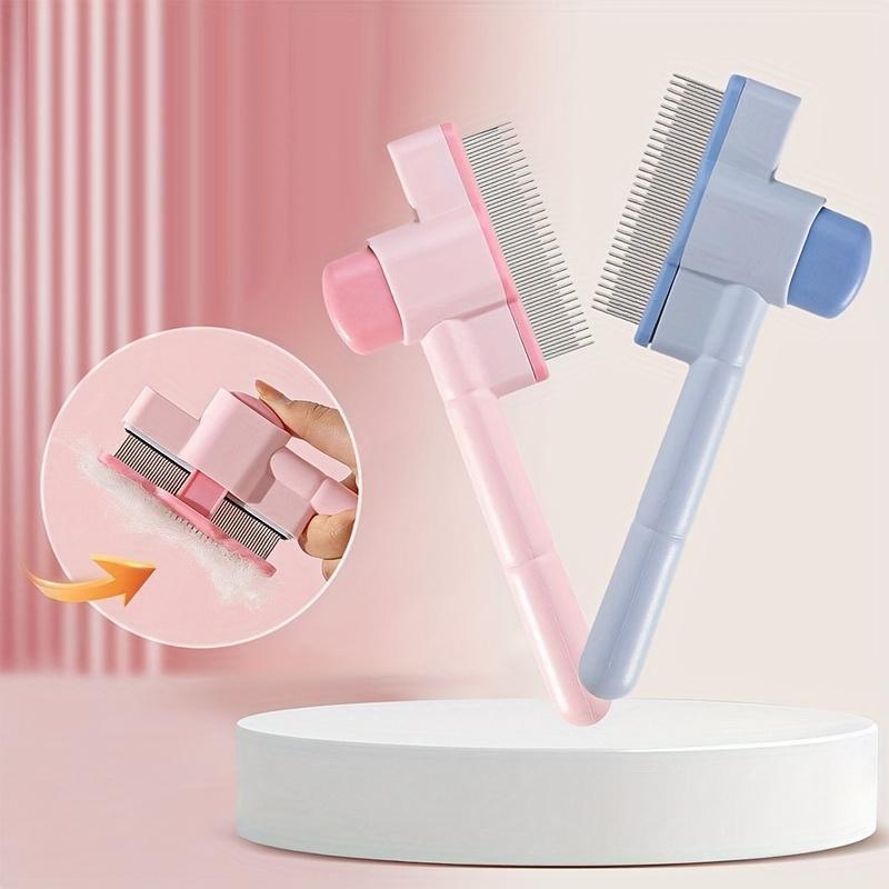 Cat Hair Comb Massage Flea Remover Self-Cleaning Detangler, Long-Haired Cat Brush, Float Hair Remover Tool, Pet Grooming Essential