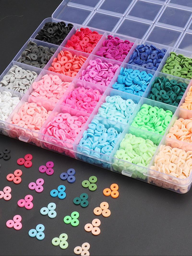 4800pcs Soft Clay Beads Bracelet Making Kit, Friendship Bracelet Set, Flat Beads for Jewelry DIY, Necklace Handmade Gift, Bead Assortment