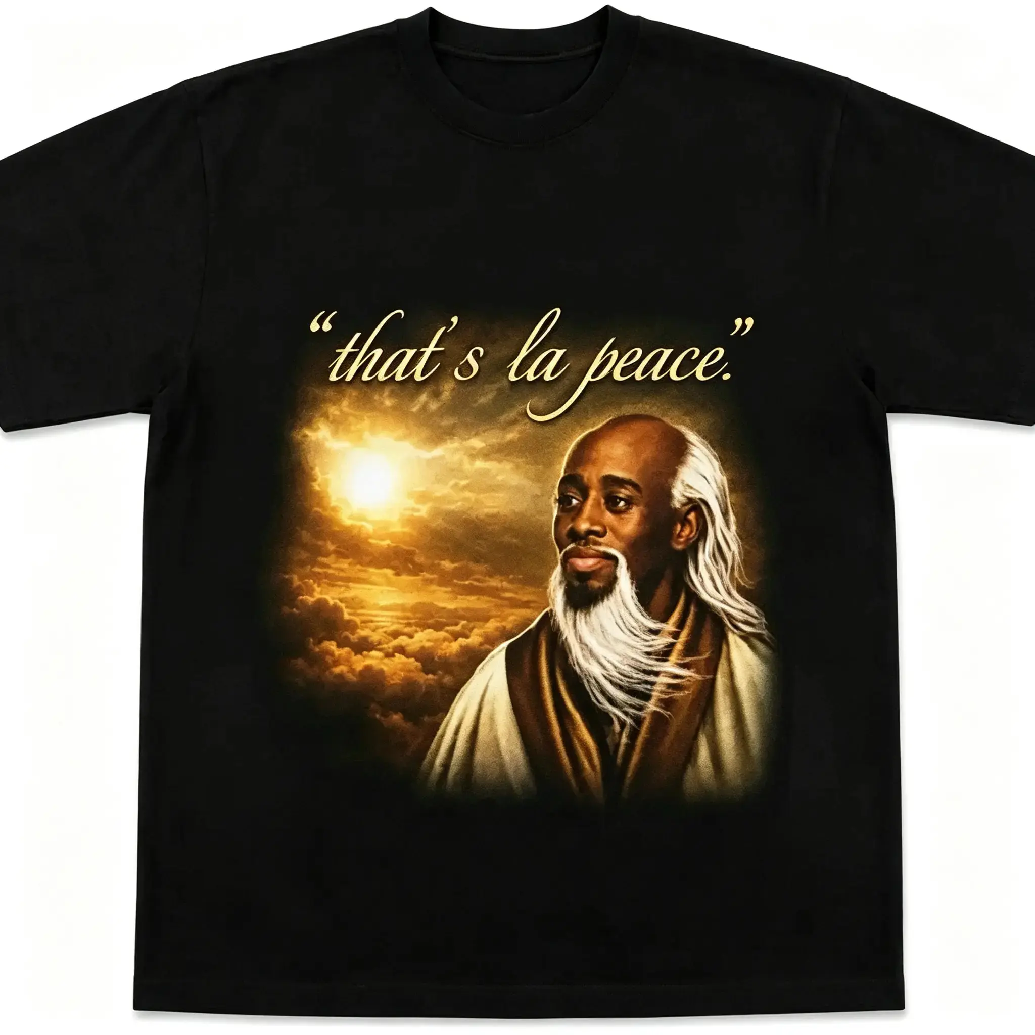 Graphic Tee "That’s La Peace" 888 T-Shirt for Men & Women, Peace Sign Graphic Short Sleeve Tee, Vintage Y2K Positive Message Streetwear Shirt, Casual Weekend & Everyday Outfit, Cool Gift for Peace Lovers, Spiritual Style and Retro Graphic Fans