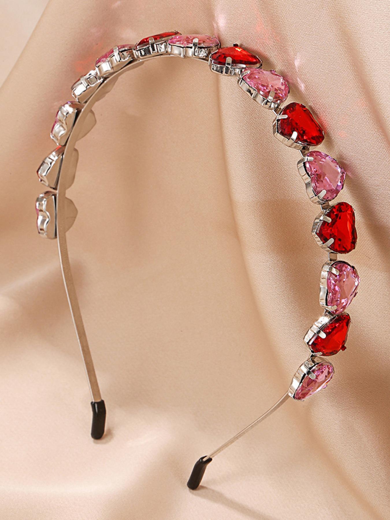 Heart Gemstone Rhinestone Headband for Women - Sparkling Valentine's Day, Mother's Day & Christmas Gift, Bridal Party Hair Accessory, TikTok Viral Coquette & Fairycore Aesthetic, Elegant Date Night and Daily Wear Hairband