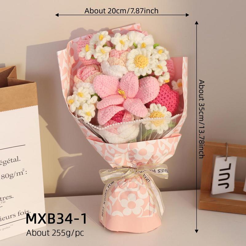 Handmade Crochet Flower Bouquet,Soft Touch Artificial Flower Bouquet, Decorative Flower forfamily, friends,Mother's Day Gifts, Anniversary ,Deals for you days Yarn Fruit