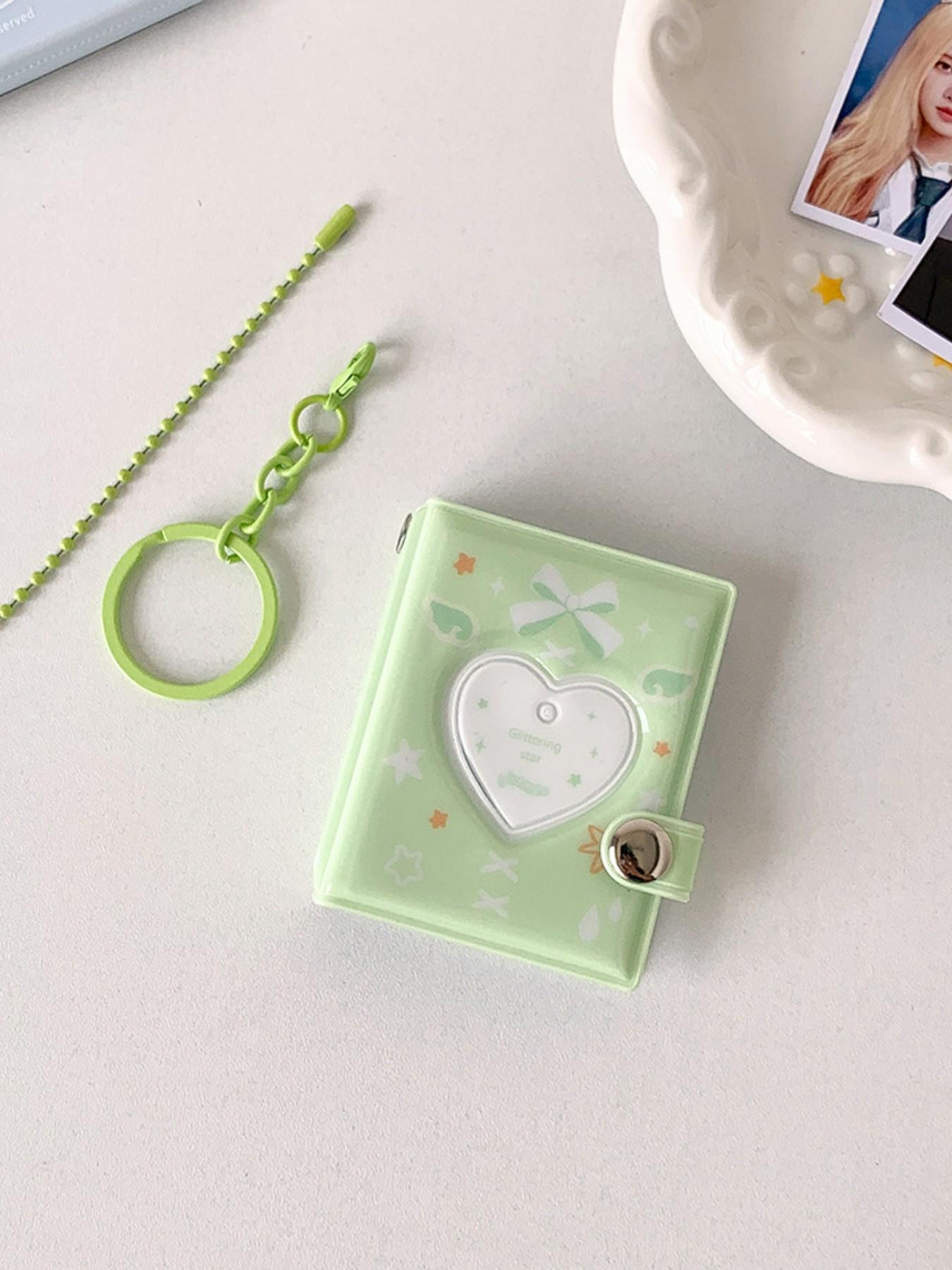 Mini 2 Inch Photo Album Keychain Holder, Holds 32 Photos, Heart Design, Perfect for Friends and Girls, Ideal Gift for Besties
