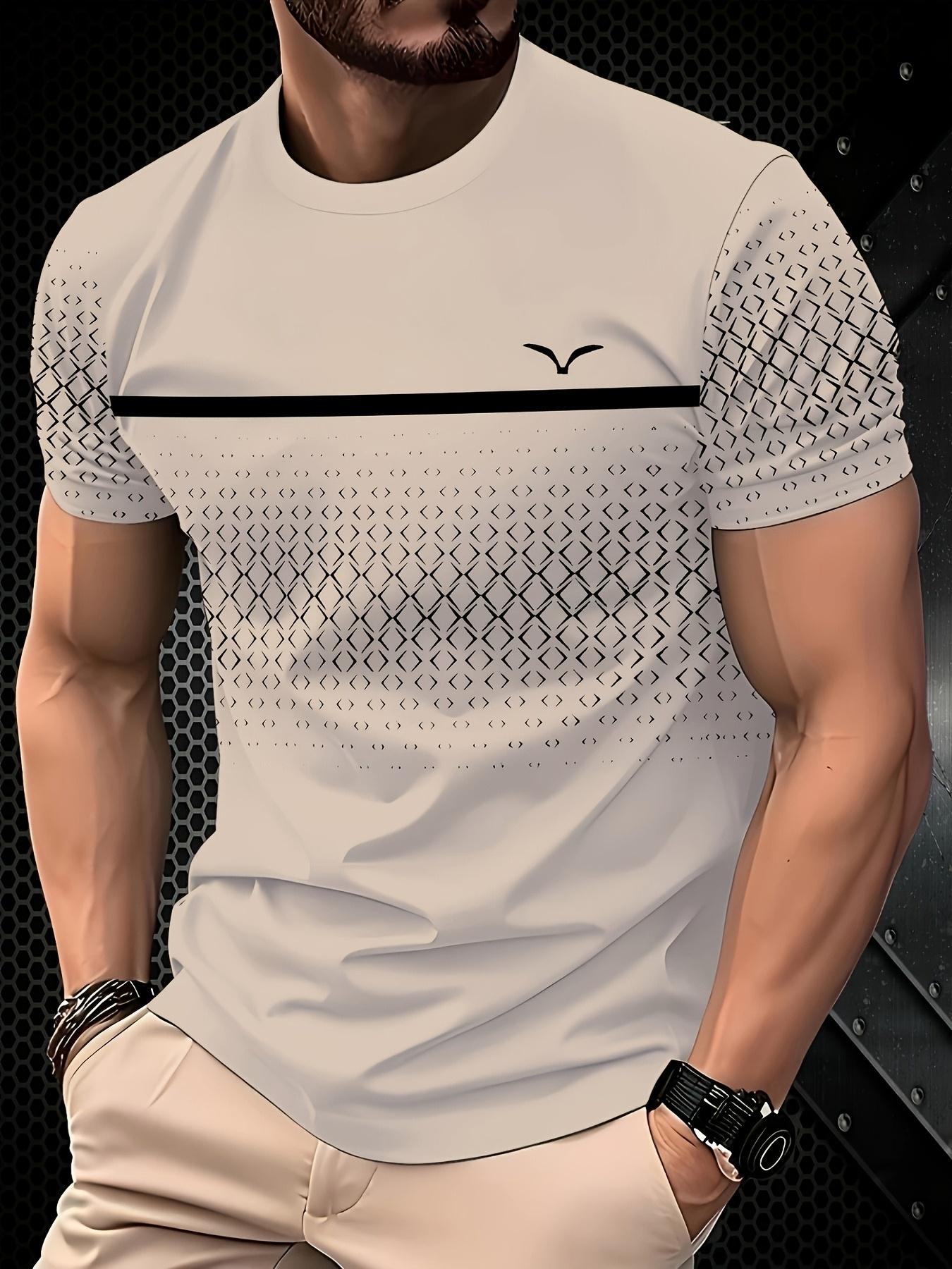 Set of 5, Striped Print Men'S Stylish Casual Short-Sleeve T-Shirts, Gradient Color Summer Round-Neck Quick-Dry Breathable Short-Sleeve T-Shirts Set of 5, Striped Print Men'S Stylish Casual Short-Sleeve T-Shirts, Gradient Color Summer Round-Neck Quick-Dry Breathable Short-Sleeve T-Shirts