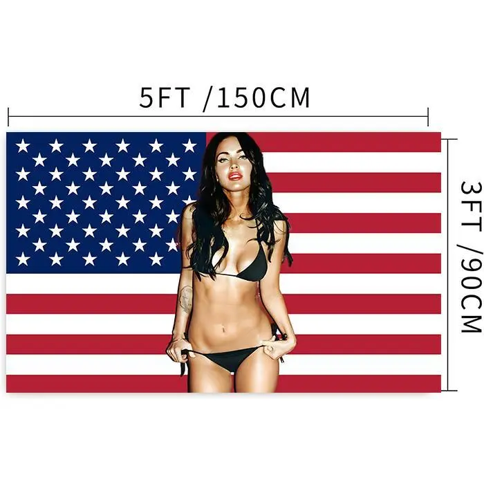 Megan Fox Themed 3x5Ft Durable Decorative Tapestry Flag Banner, Home Decor Items for Wall Hanging, Man Cave & College Dorm Room