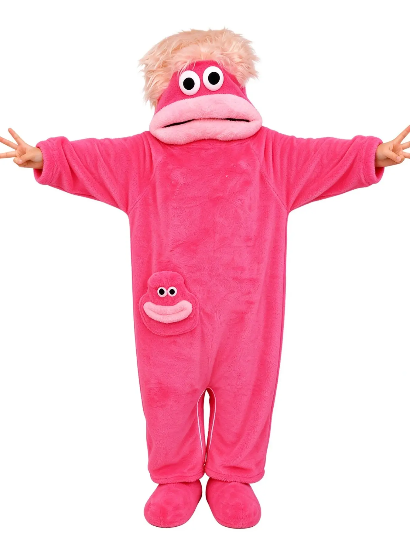 Funny Abstract Big Mouth Onesie, 5 Sizes, 12 Colors, Thick Soft Fabric, Comfortable, Free Comb, Unisex, Long Sleeve, Pockets, Loungewear