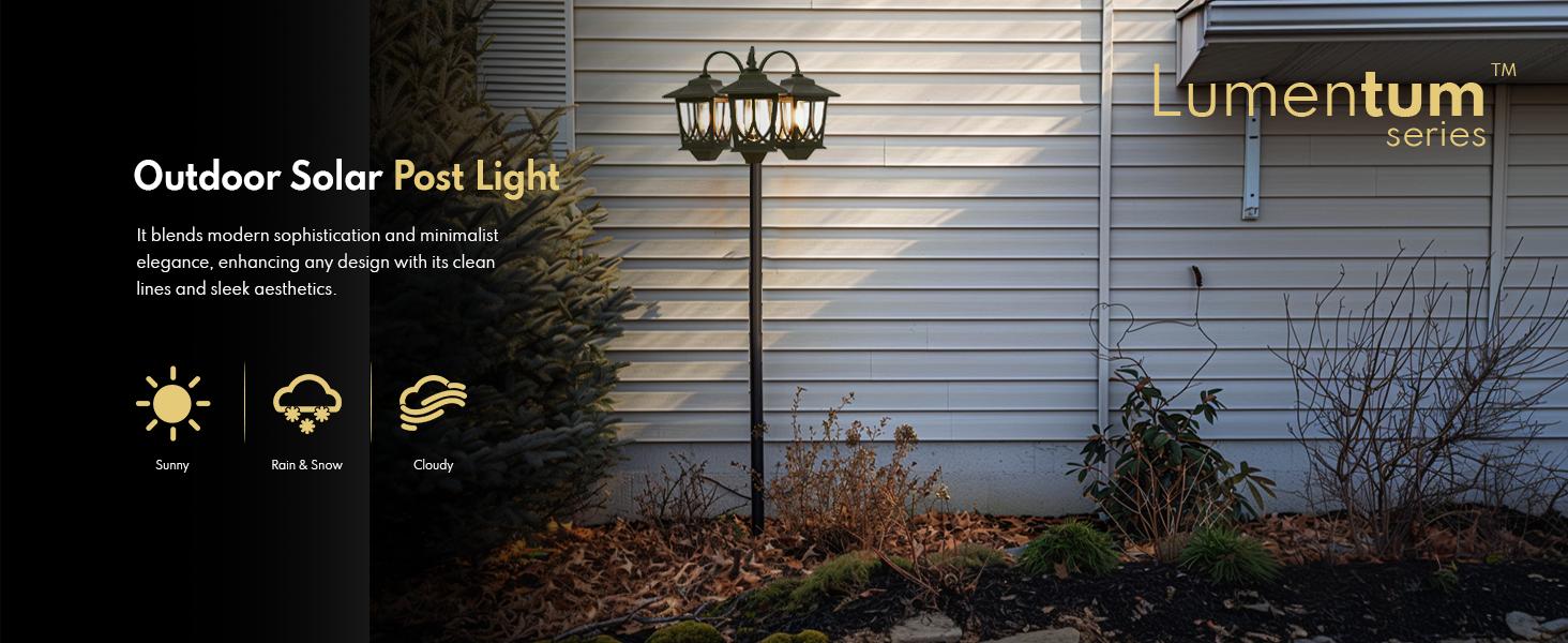 Outdoor Solar Lamp Post Lights, Solar Floor Lamps Outdoor Lights, 3-Head Waterproof Solar Powerd Lights for Garden, Lawn, Pathway, Yard, Front/ Back Door, 60 Lumens, 2 Extra Spare Bulbs, Decoration