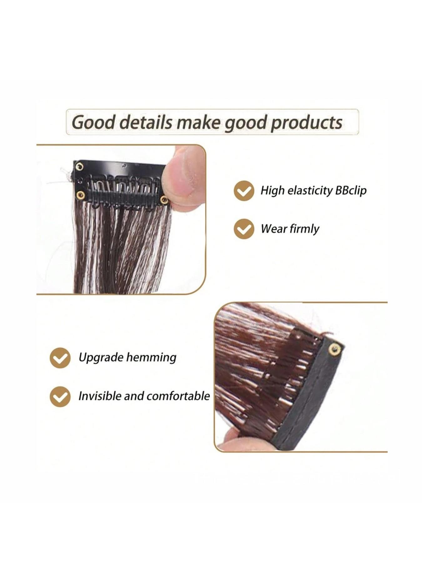 Dragon Whisker Bangs Synthetic Hair Clip, Slight Curl, Natural Face Shape, Suitable for Women, Daily Wear, Short Wigs, All Seasons