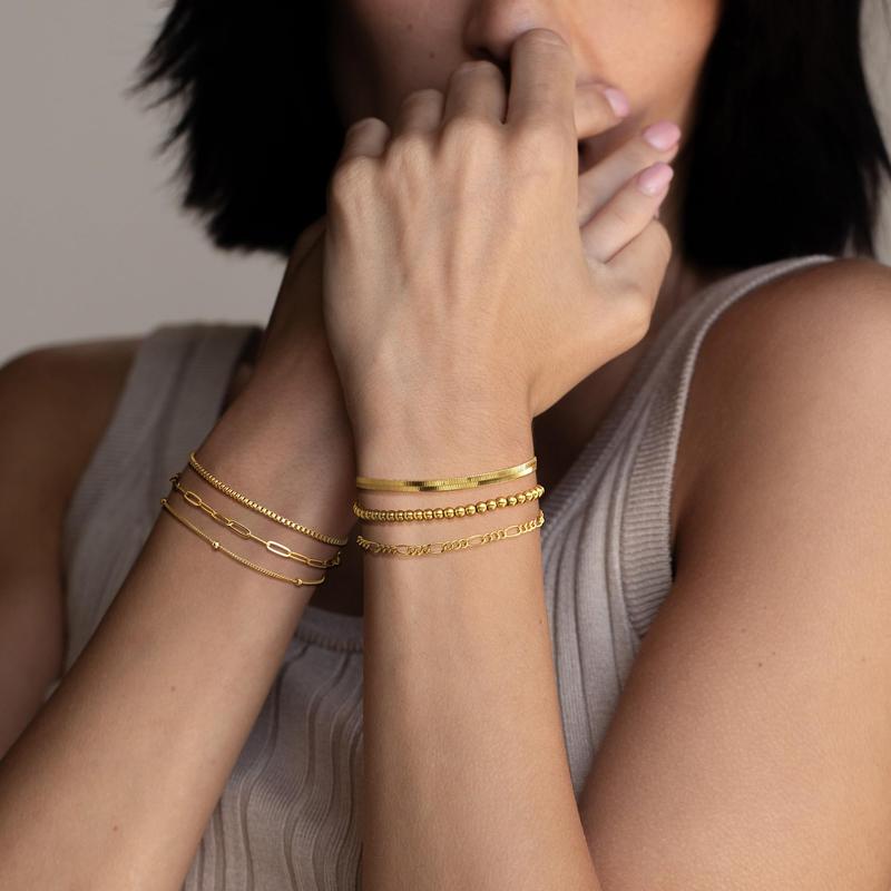 Dearmay Bracelets for Women Waterproof, Cute Tennis Cubic Beaded Link Paperclip Dainty  Stackable Cuban Link Chain Bracelet Pack Fashion Jewelry For Women  Valentine's Day Gift