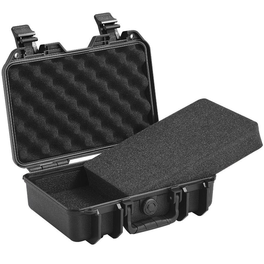 VEVOR Hard Pistol Cases with Pre-cut PU Foam, Waterproof Dustproof Hard Gun Case for 1 Pistol, 12.59×9.01×4.4 in Lockable Pistol Case, Black