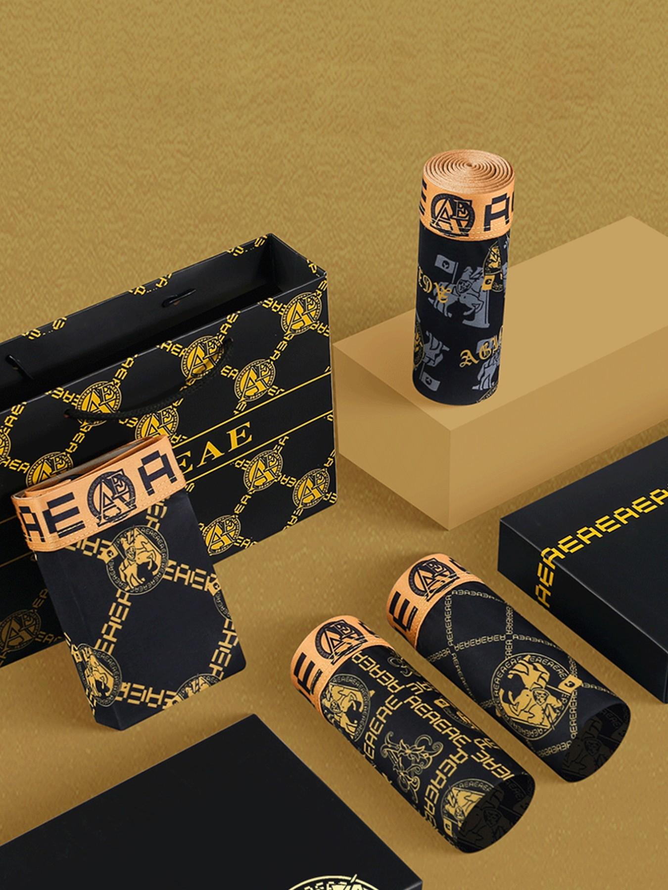 Men's Ice Silk Cool Briefs, Luxury High-End Graphene Inner Panties, Comfortable Soft Stretchy Fitted Four Corner Shorts, Random Geometric Paisley Patterns, Undergarments