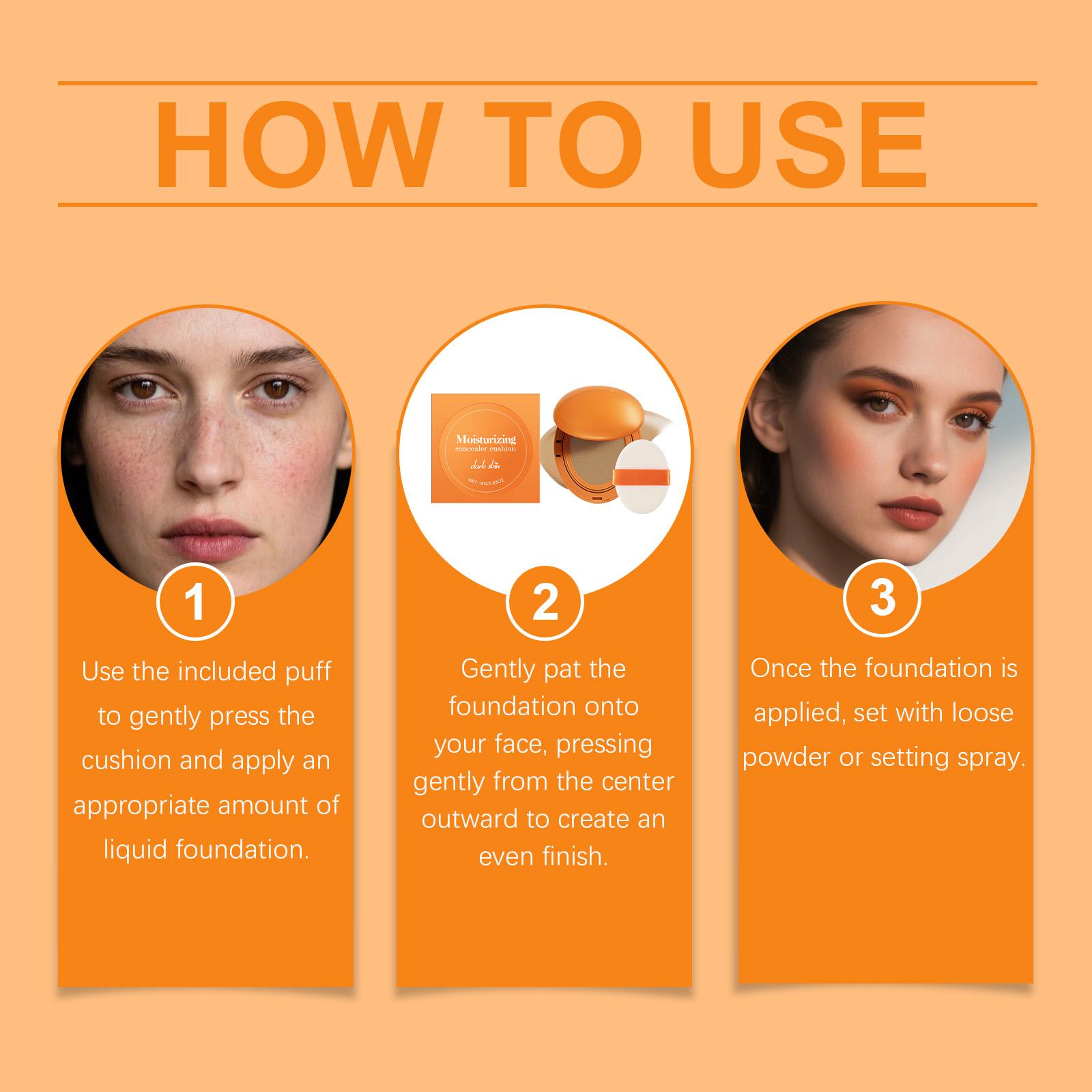 Moisturizing Concealer Cushion (Dark Skin Tone) Light And Transparent Makeup Natural And Smooth Base Makeup Velvet Texture Moisturizing Concealer Cushion
