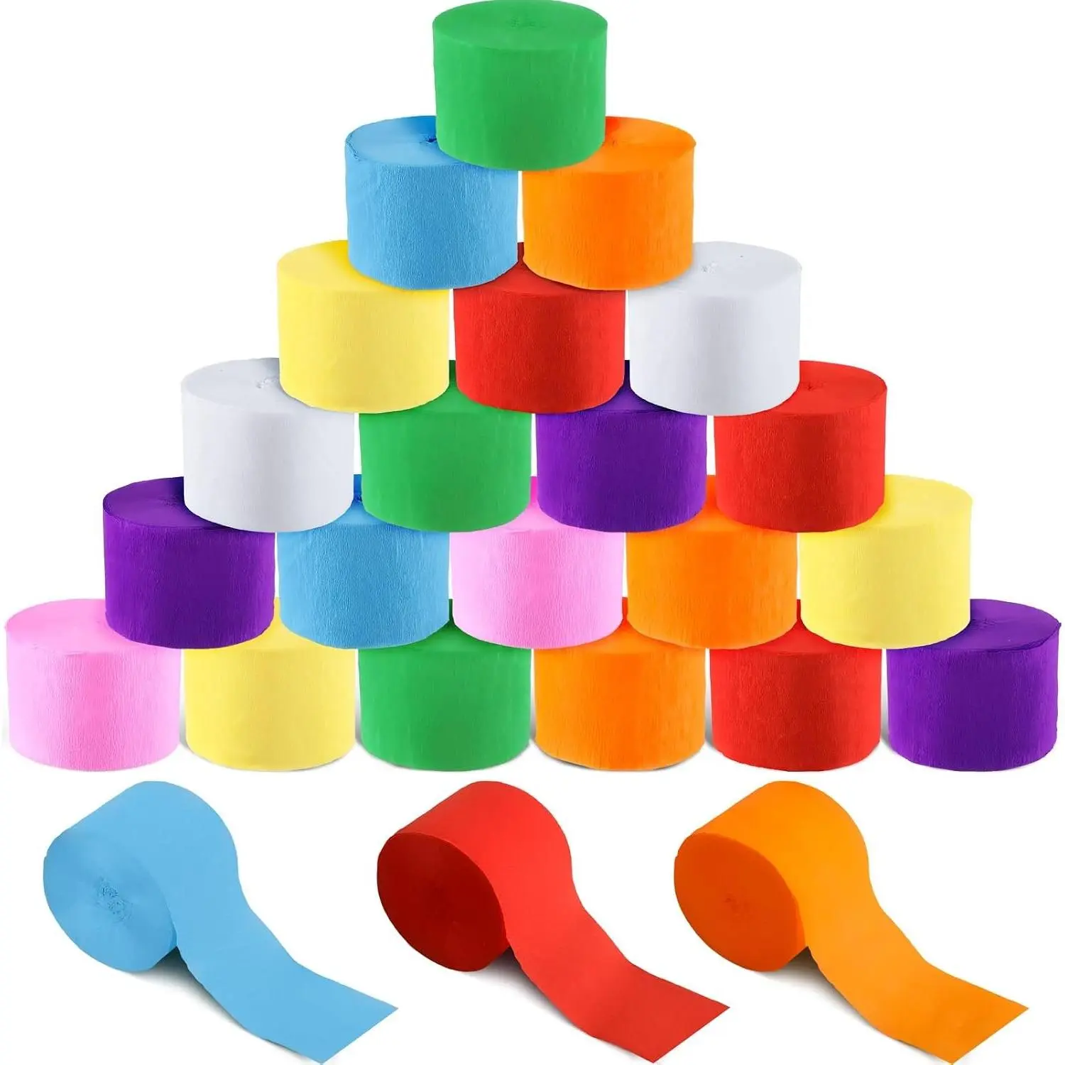 72 Rolls Crepe Paper Streamers Roll 8 Colors Rainbow Party Decoration Streamers for Birthday Party Wedding Ceremony Baby Shower DIY Crafts