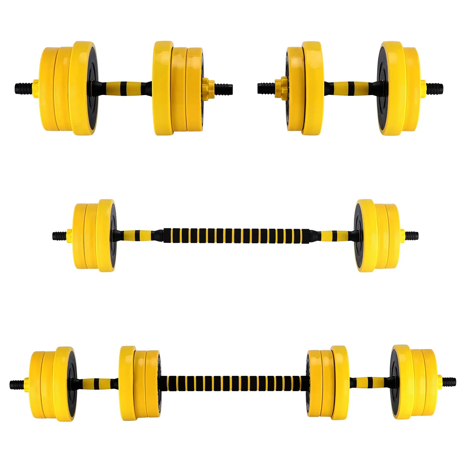 2-in-1 Adjustable Dumbbell Set, 33 LB Multifunctional Free Weights for Home Gym, Convertible to Barbell with Ergonomic PE-Coated Handles, Strength Training Workout Equipment for Men & Women