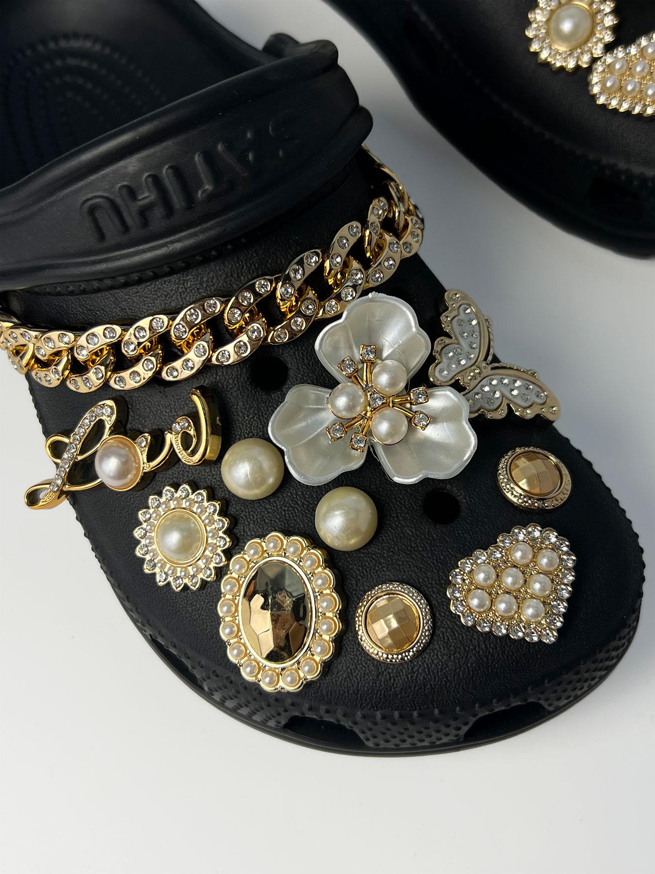 Fashionable Flower & Chain Design Shoe Charms, Elegant Shoe Decoration for Women & Girls, Shoes Accessories for Clogs