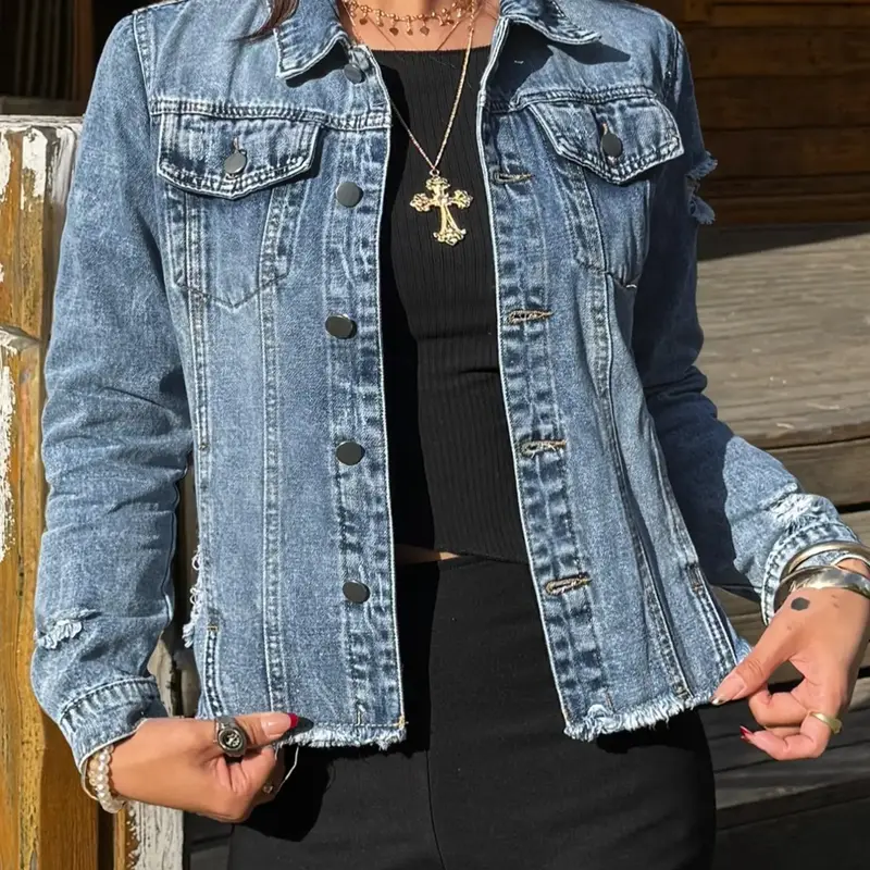[Stephanie's Exclusive] Women's Fitted Long Sleeve Collared Button Front Jacket Coats, Casual Fashion Outerwear, Casual Fashionable Jacket, Casual Plain Design, All-Season Fashion Essential, Perfect for Daily Wear