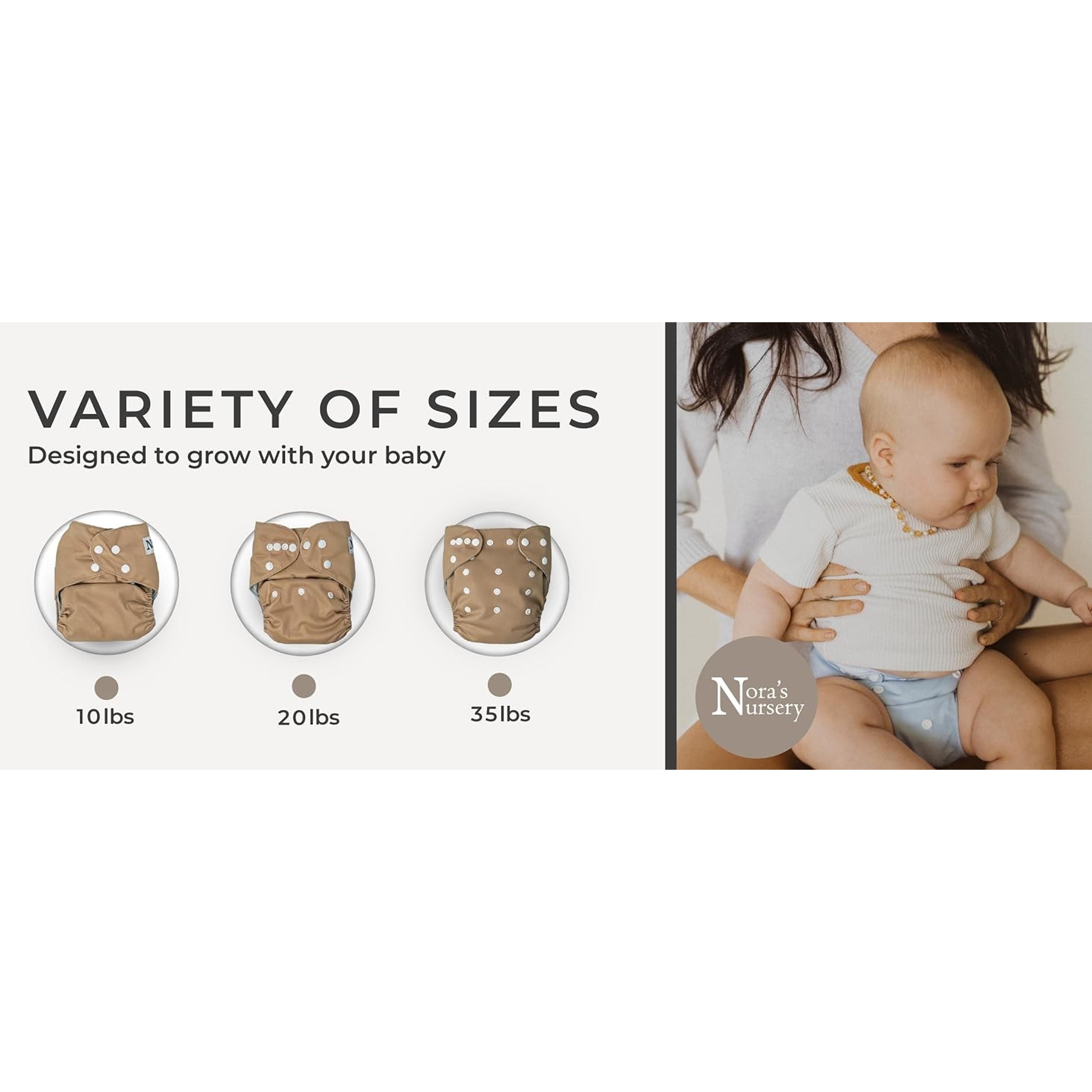 Delilah 7-Piece Reusable Cloth Diaper Set - 7 Inserts, 1 Waterproof Wet Bag, Adjustable One Size Pocket Cover, Washable for Newborns, Seven Pieces Delilah 7-Piece Reusable Cloth Diaper Set - 7 Inserts, 1 Waterproof Wet Bag, Adjustable One Size Pocket Cover, Washable for Newborns, Seven Pieces