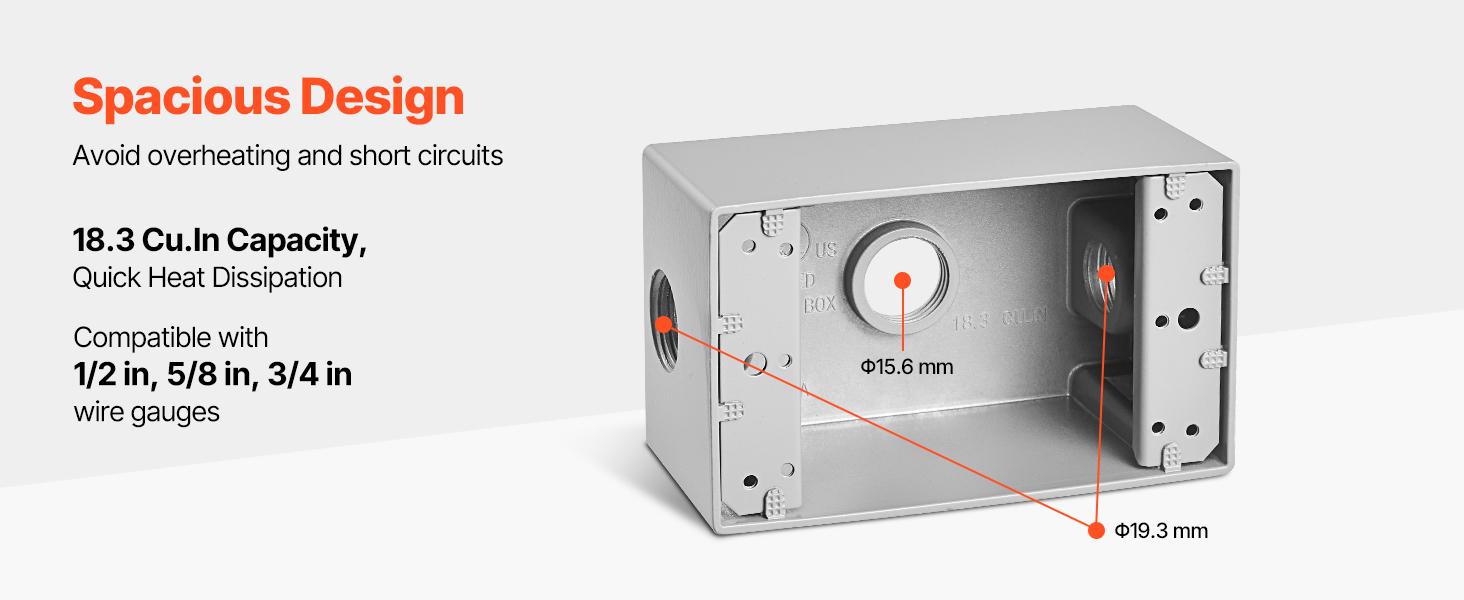VEVOR Outdoor Electrical Box, 4.5x 2.8x 2 in, Weatherproof Outlet Junction Box, Suitable 1/2-Inch or 3/4-Inch Electrical Conduit, 18.3 Cu. In Large Capacity Plug Receptacle Protector, 4PCS, Gray VEVOR Outdoor Electrical Box, 4.5x 2.8x 2 in, Weatherproof Outlet Junction Box, Suitable 1/2-Inch or 3/4-Inch Electrical Conduit, 18.3 Cu. In Large Capacity Plug Receptacle Protector, 4PCS, Gray