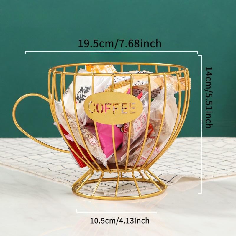 European Style Desktop Storage Basket, Iron Fruit Snack Tray, Living Room Coffee Capsule Holder, Decorative Organizer for Home