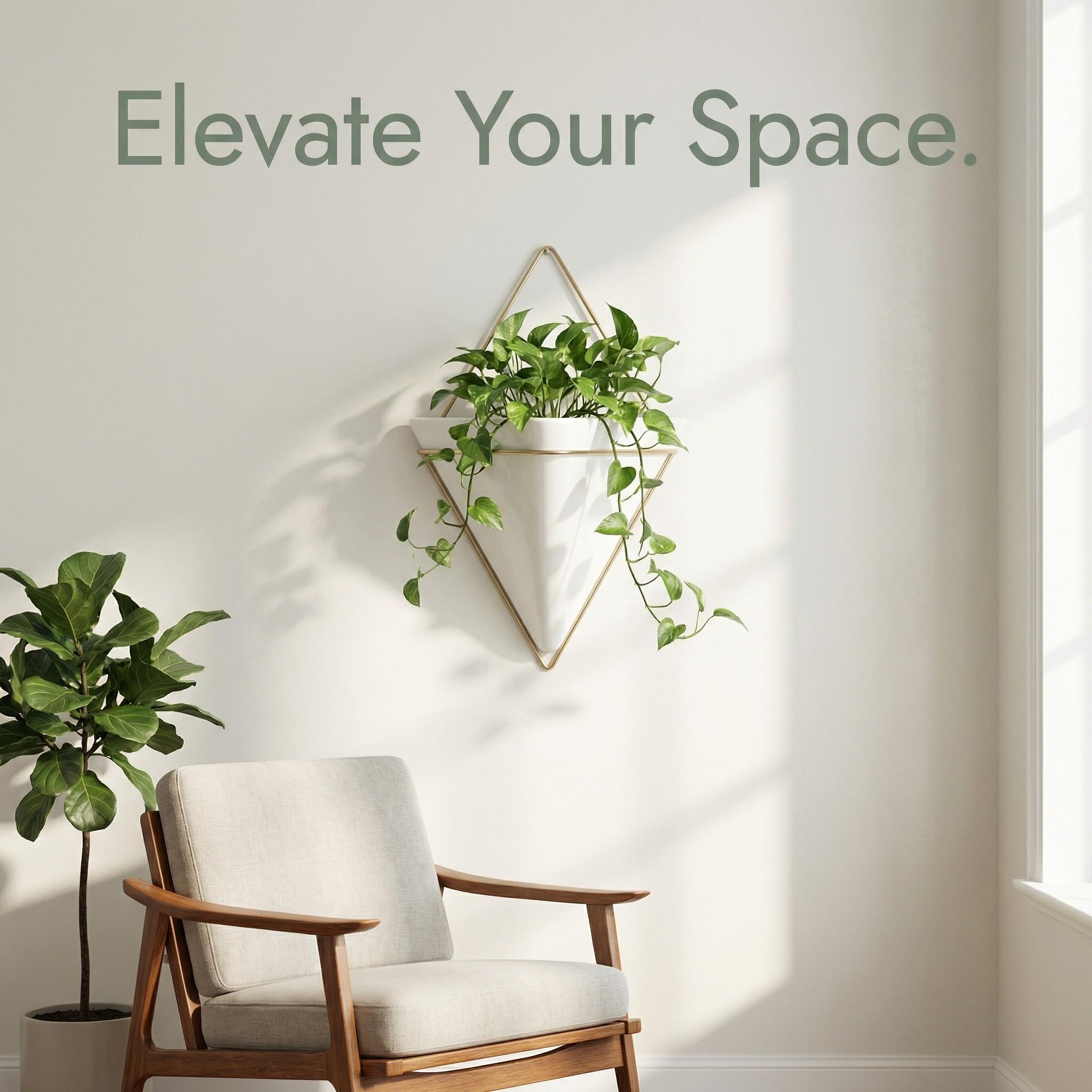 Wall-Mounted Flower Vase Creative Design, Iron Art Planter, Ceramic Container, Triangular Hanging Pot, Decorative Home Accessory