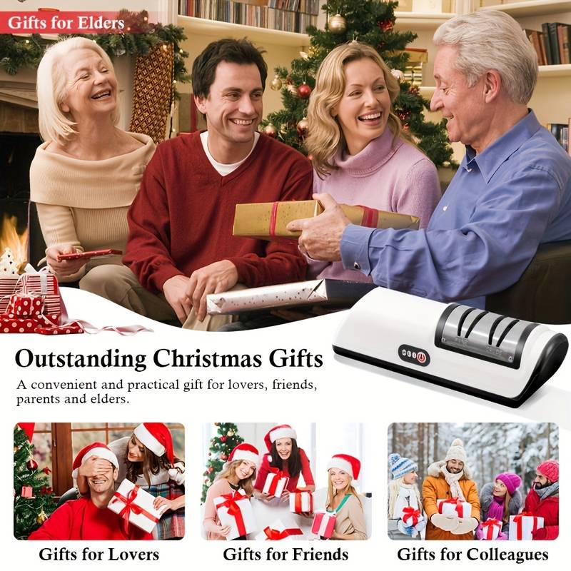 Professional, Durable USB-powered electric knife sharpener, with a 20-degree straight blade for secondary sharpening, suitable for kitchen knives, slicing knives, peeling knives, and ceramic knives. Ideal gift for Christmas and Va