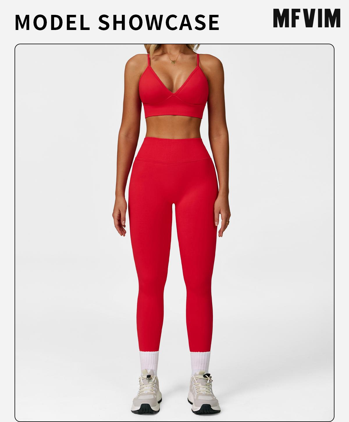 MFVIM Women's Christmas Fitness Set 2-Piece Seamless Skin-Exposed Backless Vest Sports Bra & High-Waist Cycling Shorts Yoga Pants Comfortable Sportswear for Yoga Running & Casual Wear Christmas Gifts SpringStatements