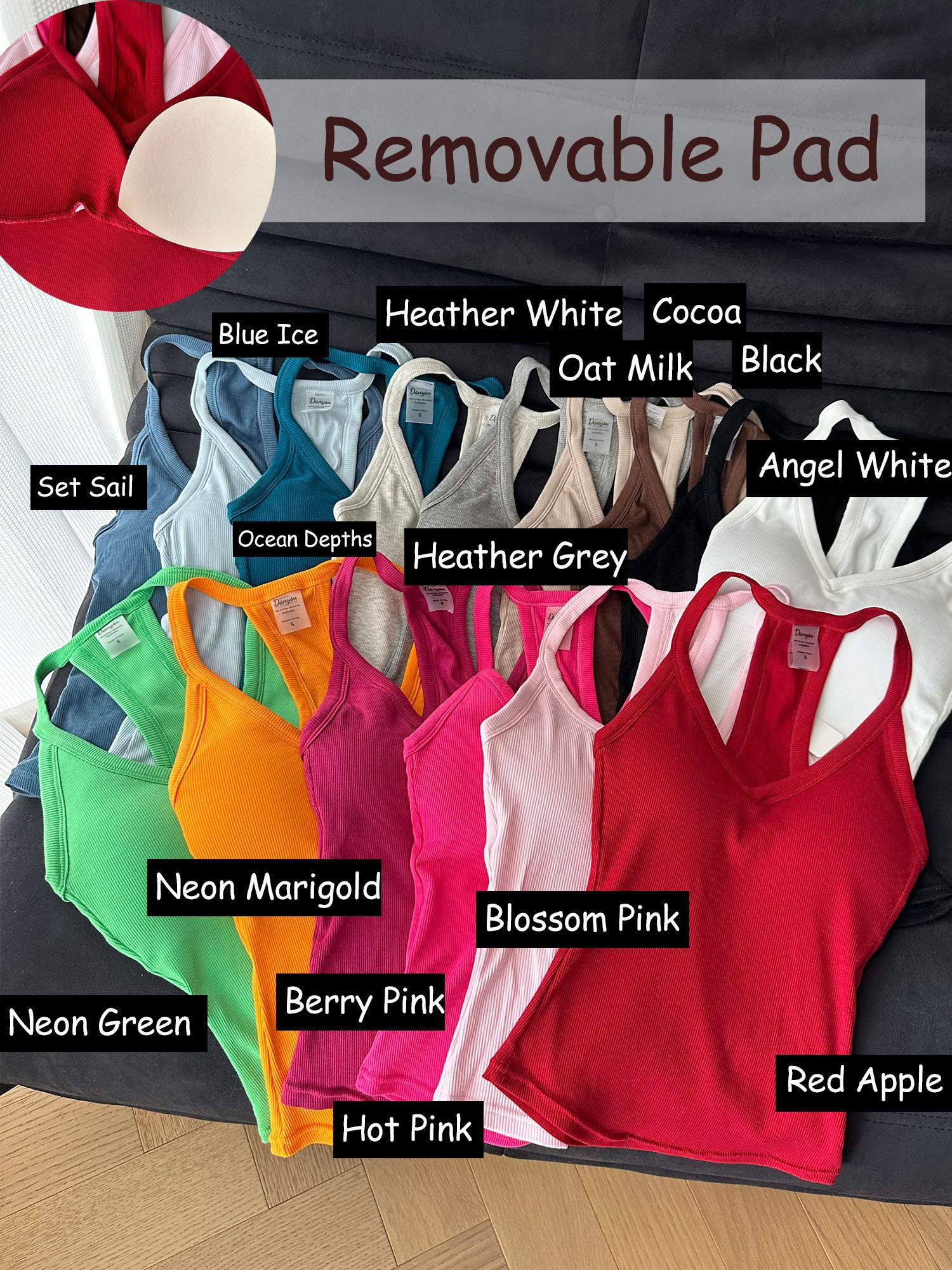 Danysu V Neck Racer Back Tank Top for Women Padded Ribbed Long Tank Fitted Basic Cami Tops