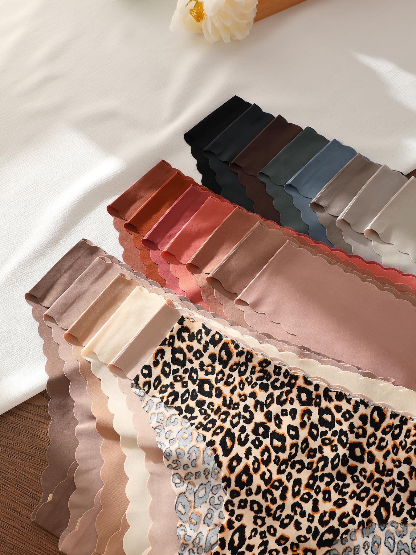 5/6/7/10/12/21-pack seamless one-piece wave-edge triangle panties, leopard print and solid color mix, comfortable, breathable, stretchy, silky women's underwear