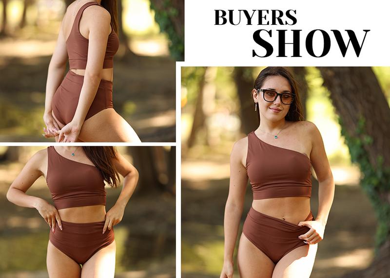 Holipick Women One Shoulder High Waisted Bikini Sets Two Piece Swimsuit Tummy Control Bathing Suit Full Coverage Swimwear Holipick Women One Shoulder High Waisted Bikini Sets Two Piece Swimsuit Tummy Control Bathing Suit Full Coverage Swimwear