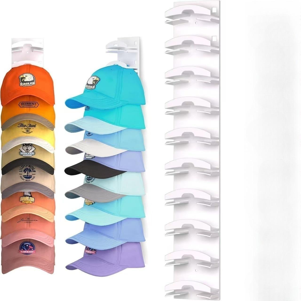 Wall Mounted Baseball Cap Storage Rack, 1/2 Counts Multipurpose Wall Mounted Hat Hook, Hat Storage Display Rack for Closet Door & Bedroom, Shelves, Hat Hanger